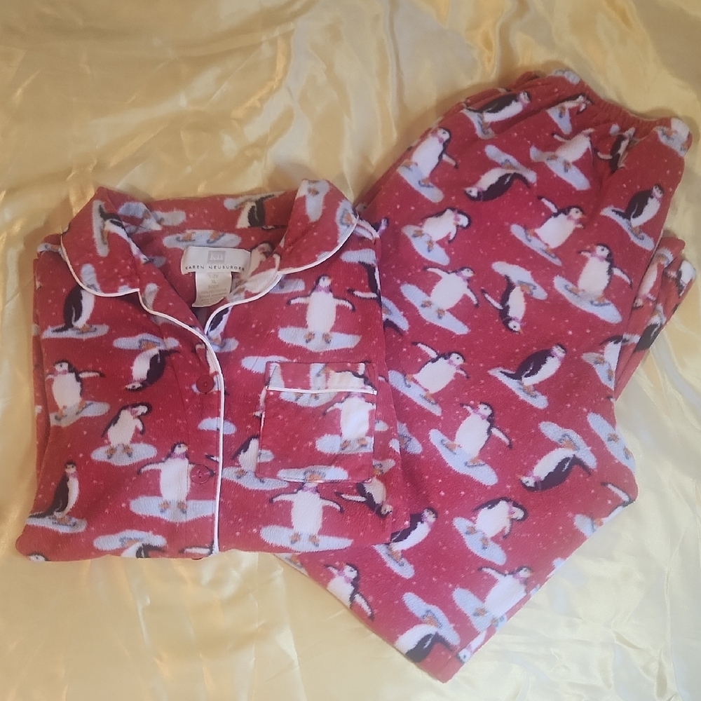 Karen Neuburger Red Penguin Ladies Pajama Set Sz XL